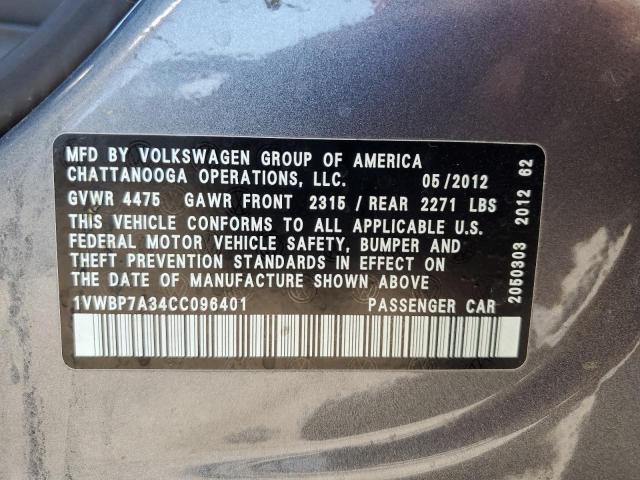 Photo 11 VIN: 1VWBP7A34CC096401 - VOLKSWAGEN PASSAT 