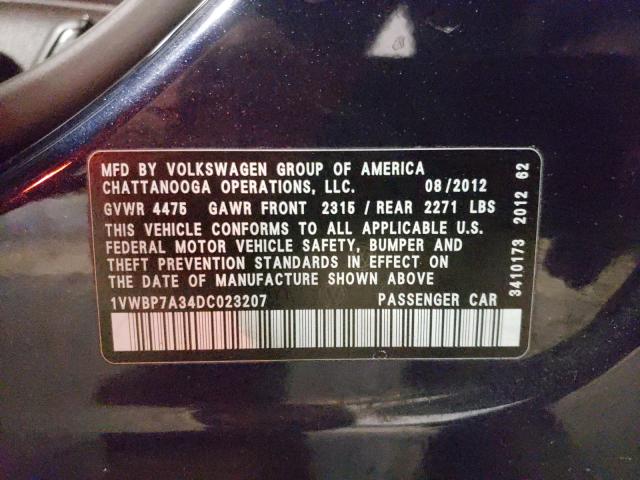 Photo 9 VIN: 1VWBP7A34DC023207 - VOLKSWAGEN PASSAT 