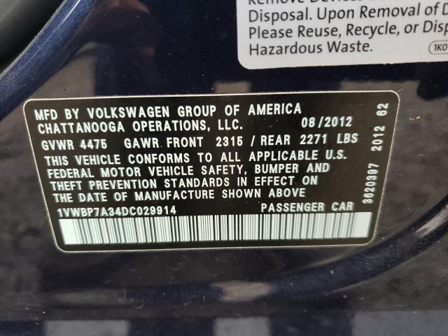 Photo 9 VIN: 1VWBP7A34DC029914 - VOLKSWAGEN PASSAT 