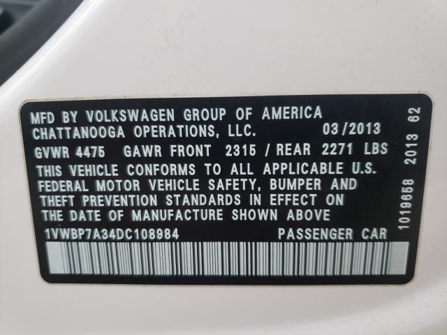 Photo 9 VIN: 1VWBP7A34DC108984 - VOLKSWAGEN PASSAT 