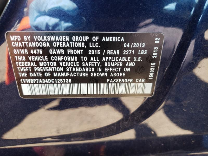 Photo 9 VIN: 1VWBP7A34DC125736 - VOLKSWAGEN PASSAT 