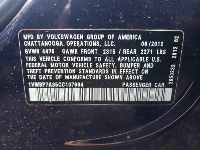 Photo 11 VIN: 1VWBP7A35CC107664 - VOLKSWAGEN PASSAT 