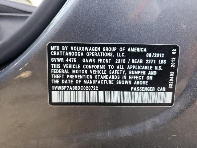 Photo 11 VIN: 1VWBP7A35DC020722 - VOLKSWAGEN PASSAT SE 