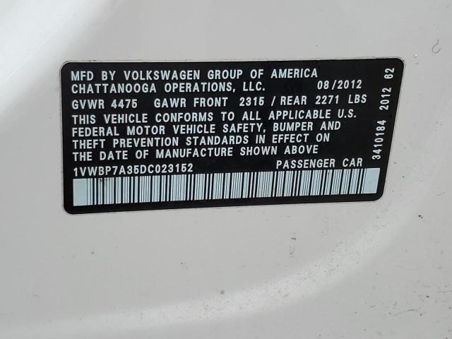 Photo 11 VIN: 1VWBP7A35DC023152 - VOLKSWAGEN PASSAT 