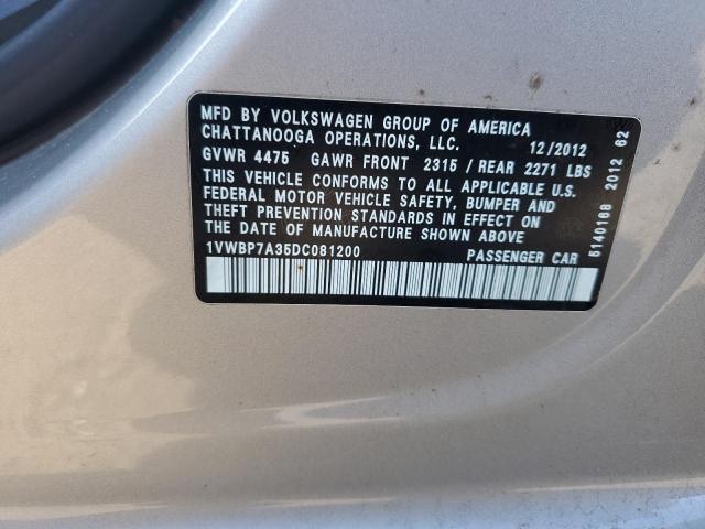 Photo 11 VIN: 1VWBP7A35DC081200 - VOLKSWAGEN PASSAT 