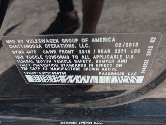 Photo 8 VIN: 1VWBP7A35DC096750 - VOLKSWAGEN PASSAT 