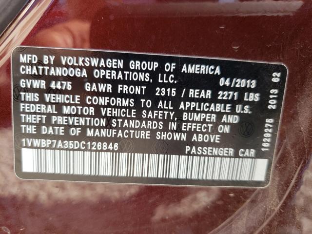 Photo 9 VIN: 1VWBP7A35DC126846 - VOLKSWAGEN PASSAT 