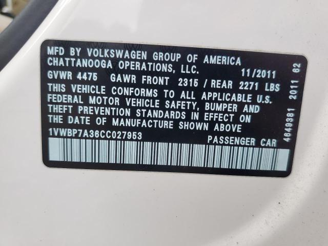 Photo 11 VIN: 1VWBP7A36CC027953 - VOLKSWAGEN PASSAT 