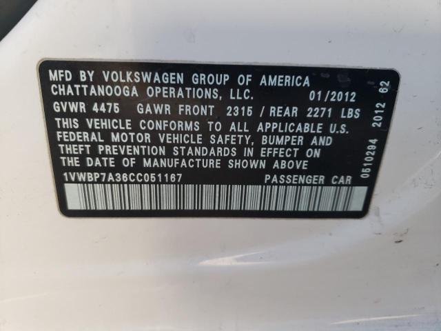 Photo 11 VIN: 1VWBP7A36CC051167 - VOLKSWAGEN PASSAT 