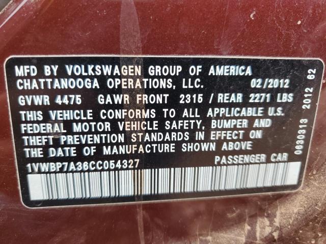 Photo 11 VIN: 1VWBP7A36CC054327 - VOLKSWAGEN PASSAT SE 