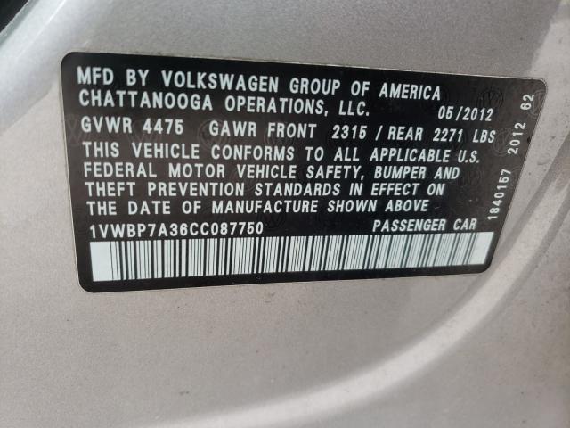 Photo 9 VIN: 1VWBP7A36CC087750 - VOLKSWAGEN PASSAT 