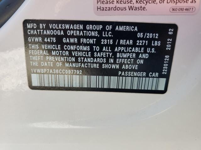 Photo 12 VIN: 1VWBP7A36CC097792 - VOLKSWAGEN PASSAT 