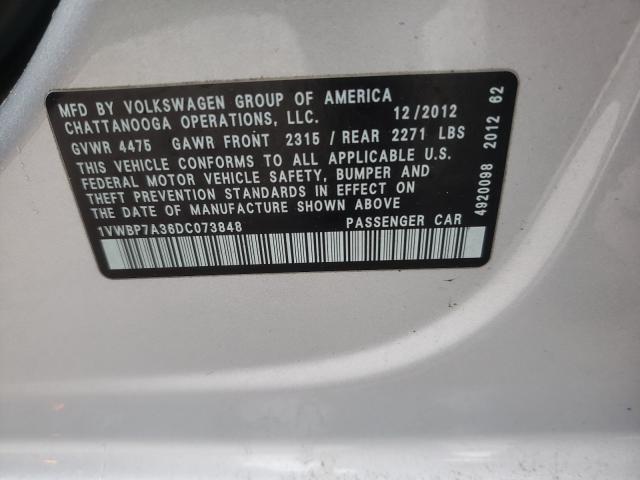 Photo 9 VIN: 1VWBP7A36DC073848 - VOLKSWAGEN PASSAT 