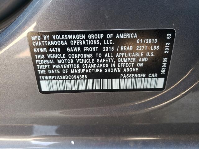 Photo 9 VIN: 1VWBP7A36DC094358 - VOLKSWAGEN PASSAT SE 