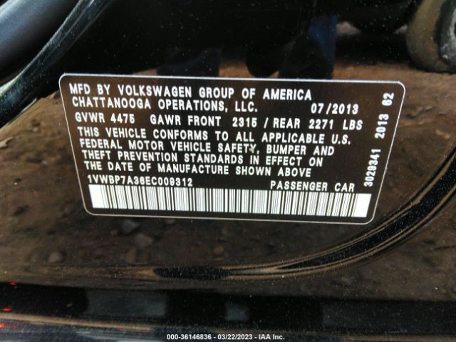 Photo 8 VIN: 1VWBP7A36EC009312 - VOLKSWAGEN PASSAT 