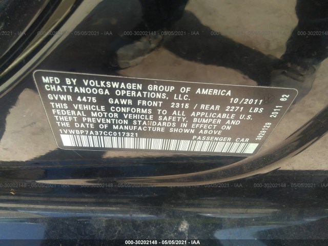 Photo 8 VIN: 1VWBP7A37CC017321 - VOLKSWAGEN PASSAT 