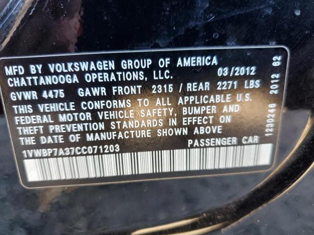 Photo 11 VIN: 1VWBP7A37CC071203 - VOLKSWAGEN PASSAT 