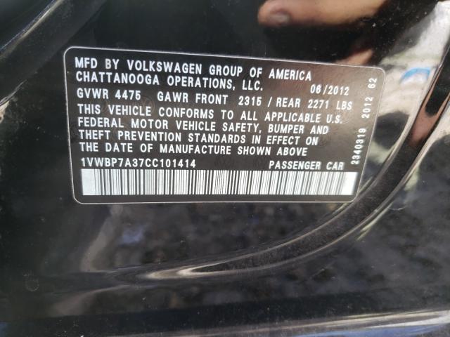 Photo 9 VIN: 1VWBP7A37CC101414 - VOLKSWAGEN PASSAT 