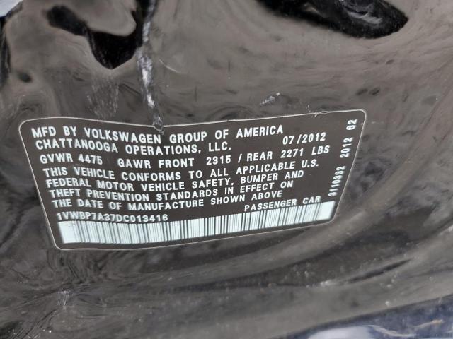 Photo 11 VIN: 1VWBP7A37DC013416 - VOLKSWAGEN PASSAT SE 