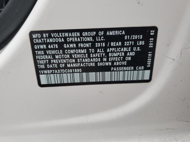 Photo 11 VIN: 1VWBP7A37DC091890 - VOLKSWAGEN PASSAT SE 