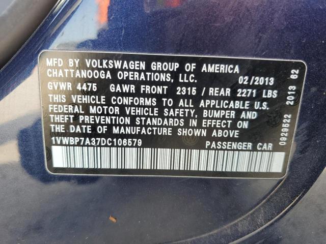 Photo 11 VIN: 1VWBP7A37DC106579 - VOLKSWAGEN PASSAT 