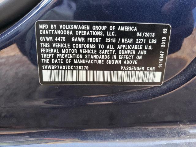 Photo 12 VIN: 1VWBP7A37DC126279 - VOLKSWAGEN PASSAT 