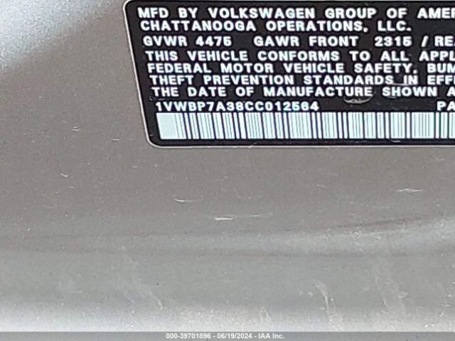 Photo 8 VIN: 1VWBP7A38CC012564 - VOLKSWAGEN PASSAT 