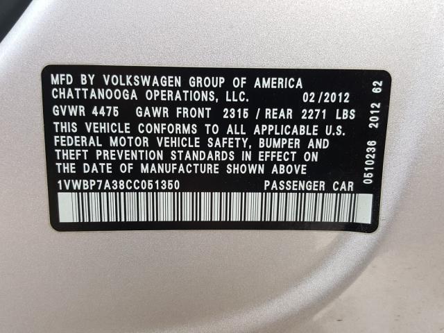 Photo 9 VIN: 1VWBP7A38CC051350 - VOLKSWAGEN PASSAT 