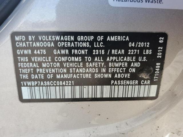 Photo 11 VIN: 1VWBP7A38CC084221 - VOLKSWAGEN PASSAT 