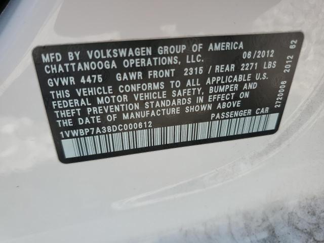 Photo 11 VIN: 1VWBP7A38DC000612 - VOLKSWAGEN PASSAT SE 