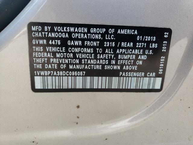 Photo 9 VIN: 1VWBP7A38DC095057 - VOLKSWAGEN PASSAT 