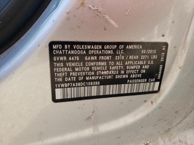 Photo 9 VIN: 1VWBP7A38DC108390 - VOLKSWAGEN PASSAT 