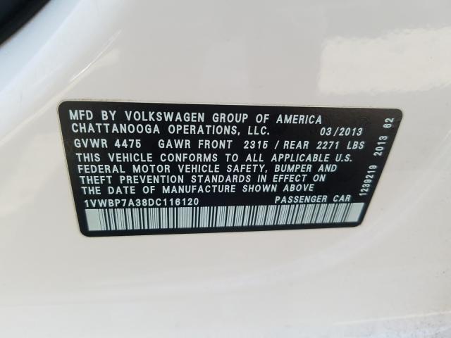 Photo 9 VIN: 1VWBP7A38DC116120 - VOLKSWAGEN PASSAT 