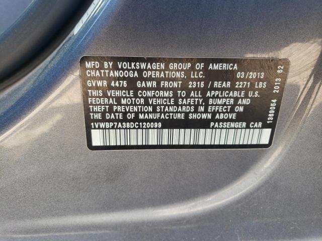 Photo 12 VIN: 1VWBP7A38DC120099 - VOLKSWAGEN PASSAT SE 