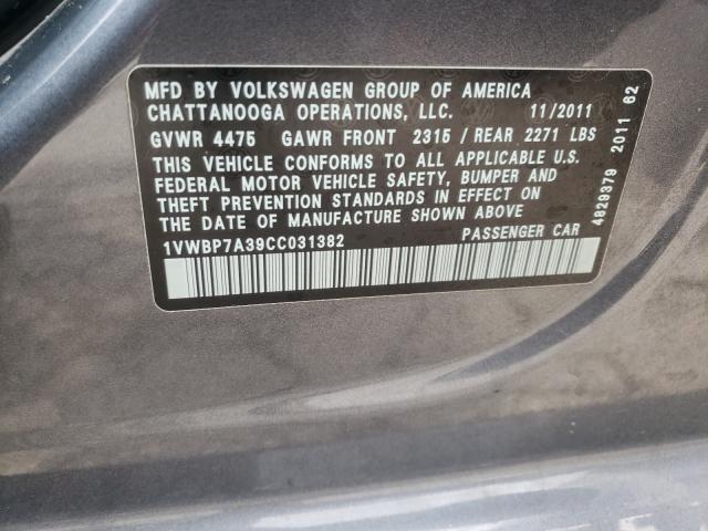 Photo 9 VIN: 1VWBP7A39CC031382 - VOLKSWAGEN PASSAT 