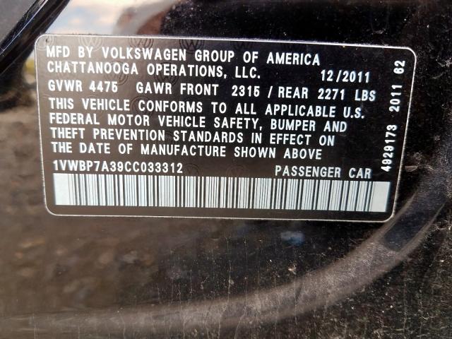 Photo 9 VIN: 1VWBP7A39CC033312 - VOLKSWAGEN PASSAT 