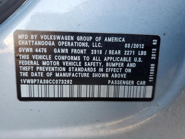 Photo 11 VIN: 1VWBP7A39CC073292 - VOLKSWAGEN PASSAT 