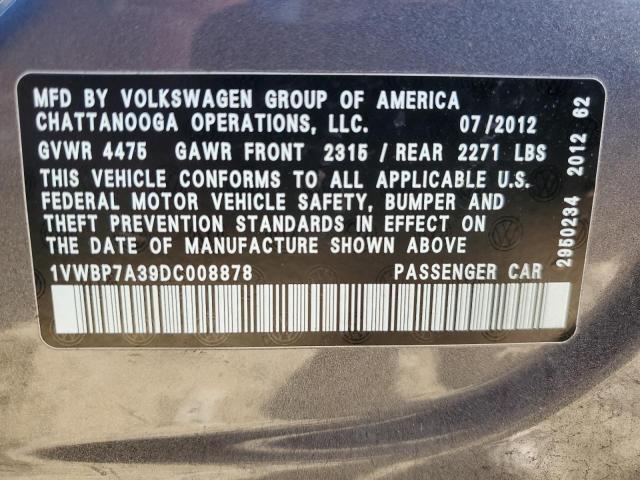 Photo 11 VIN: 1VWBP7A39DC008878 - VOLKSWAGEN PASSAT SE 