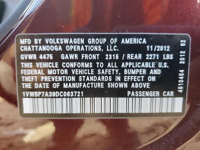 Photo 11 VIN: 1VWBP7A39DC063721 - VOLKSWAGEN PASSAT 