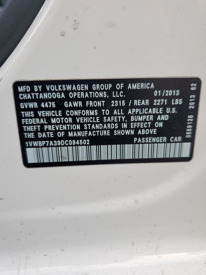 Photo 11 VIN: 1VWBP7A39DC094502 - VOLKSWAGEN PASSAT 