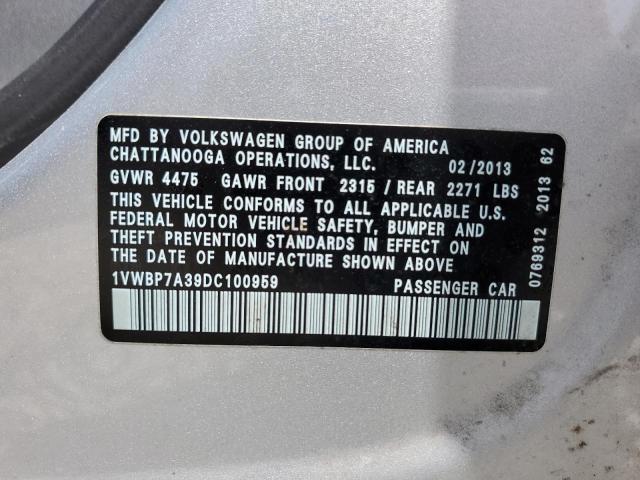 Photo 11 VIN: 1VWBP7A39DC100959 - VOLKSWAGEN PASSAT 