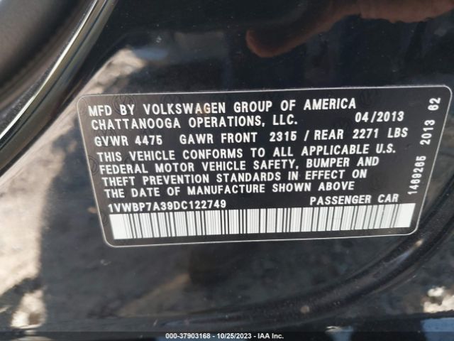 Photo 8 VIN: 1VWBP7A39DC122749 - VOLKSWAGEN PASSAT 