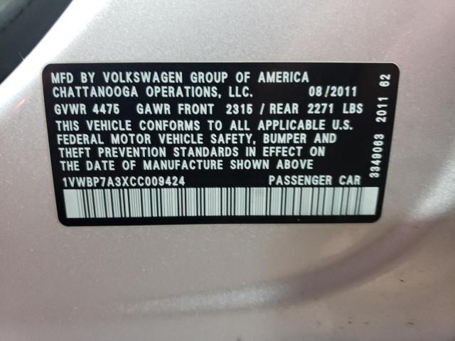 Photo 9 VIN: 1VWBP7A3XCC009424 - VOLKSWAGEN PASSAT 