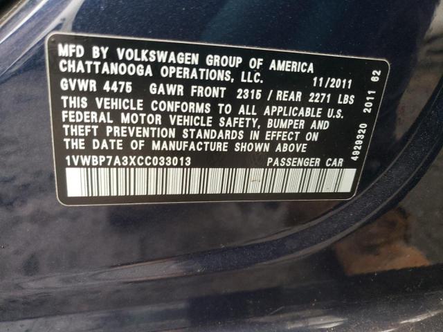 Photo 11 VIN: 1VWBP7A3XCC033013 - VOLKSWAGEN PASSAT 