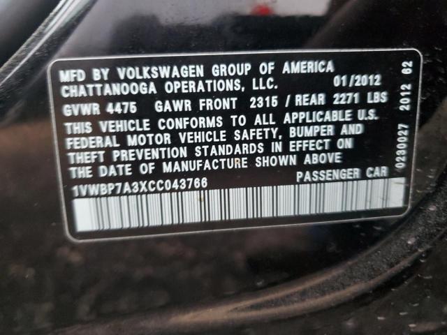 Photo 11 VIN: 1VWBP7A3XCC043766 - VOLKSWAGEN PASSAT 