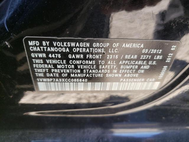 Photo 9 VIN: 1VWBP7A3XCC065640 - VOLKSWAGEN PASSAT 