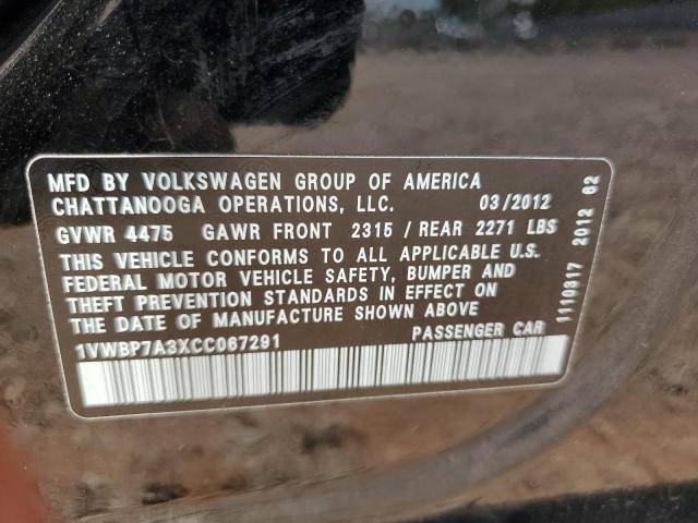 Photo 11 VIN: 1VWBP7A3XCC067291 - VOLKSWAGEN PASSAT 