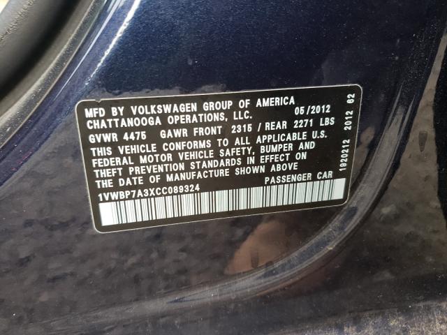 Photo 9 VIN: 1VWBP7A3XCC089324 - VOLKSWAGEN PASSAT 