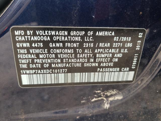 Photo 9 VIN: 1VWBP7A3XDC101277 - VOLKSWAGEN PASSAT 