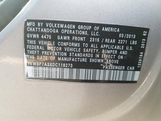 Photo 9 VIN: 1VWBP7A3XDC118273 - VOLKSWAGEN PASSAT 